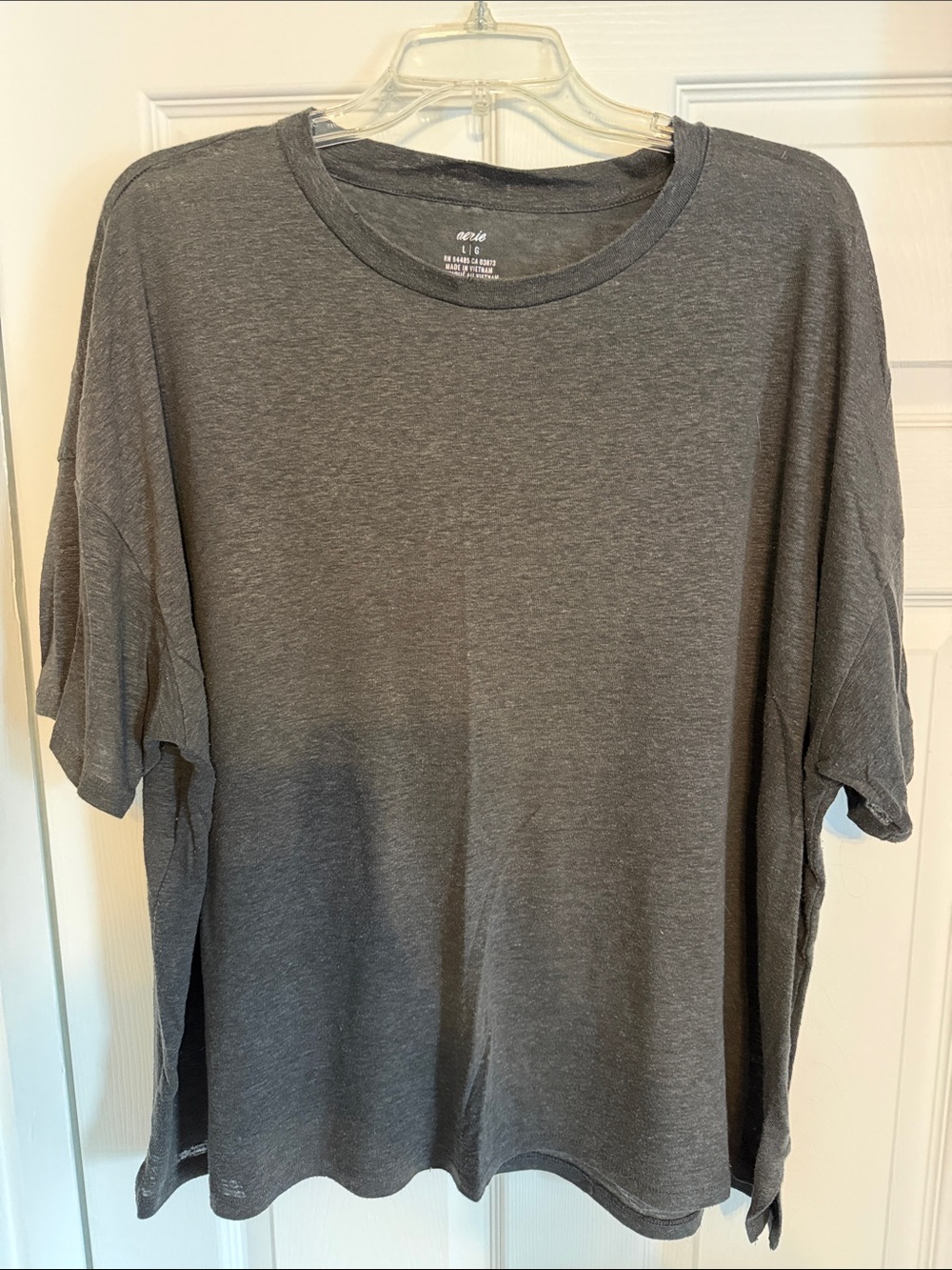 aerie Relaxed Fit Crewneck T‑Shirt - Charcoal Gray and burnt orange